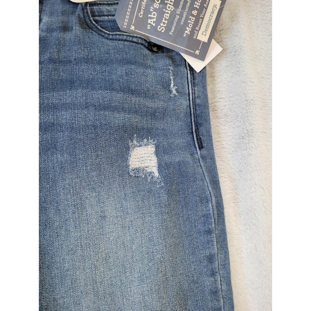 Democracy Womens Size 2  Blue Ab Solution Straight Leg Distressed Denim Jeans - Picture 6 of 12